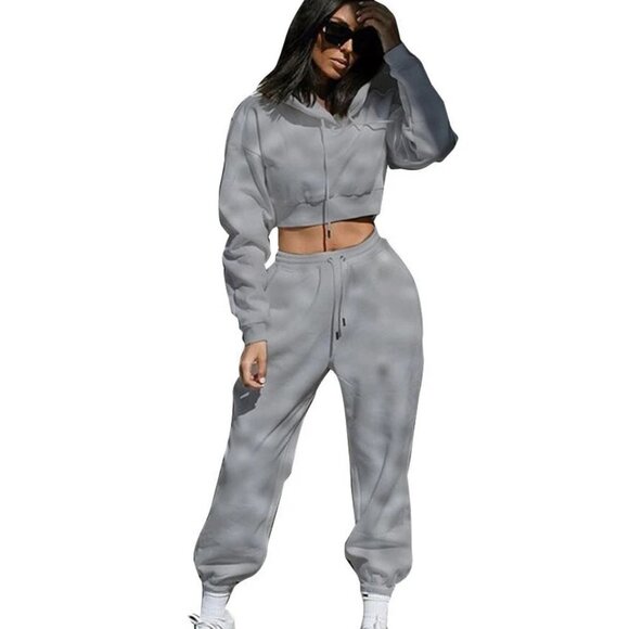 Fleece Tracksuit Sweatsuit Hoodie Sports Suit Tops Sweatpants Pants Set - Picture 4 of 12